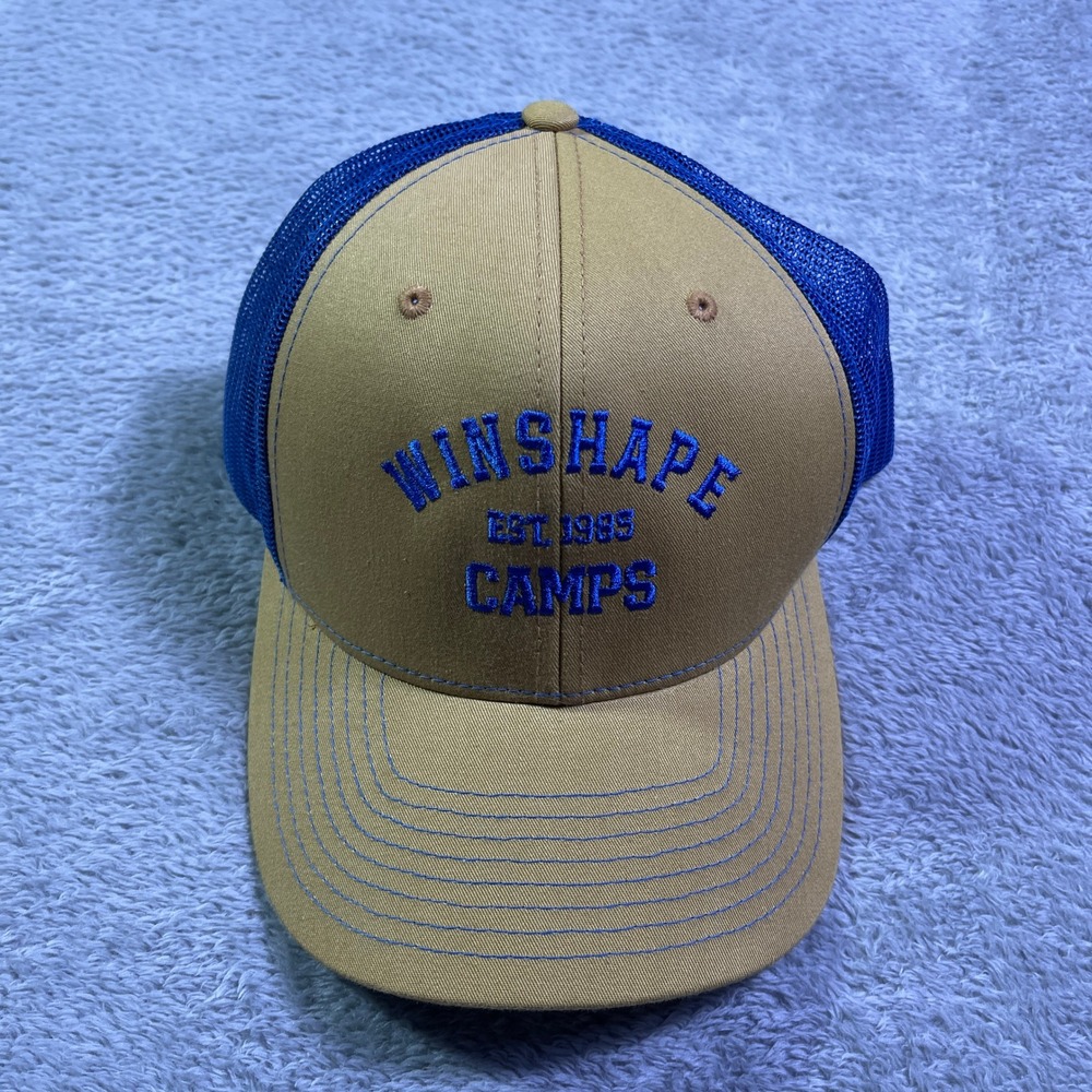 Winshape Camps‎ Trucker Hat Richardson Style 112 Tan Blue Mesh Embroidered